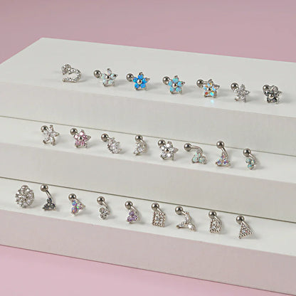 Cute jestrum piercing with clear pink rainbow diamond titanium curved barbell