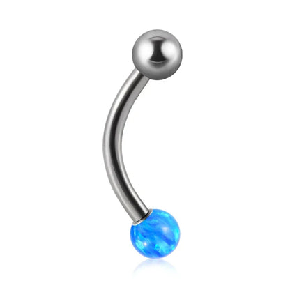 Barbell eyebrow piercing with opal titanium curved barbell