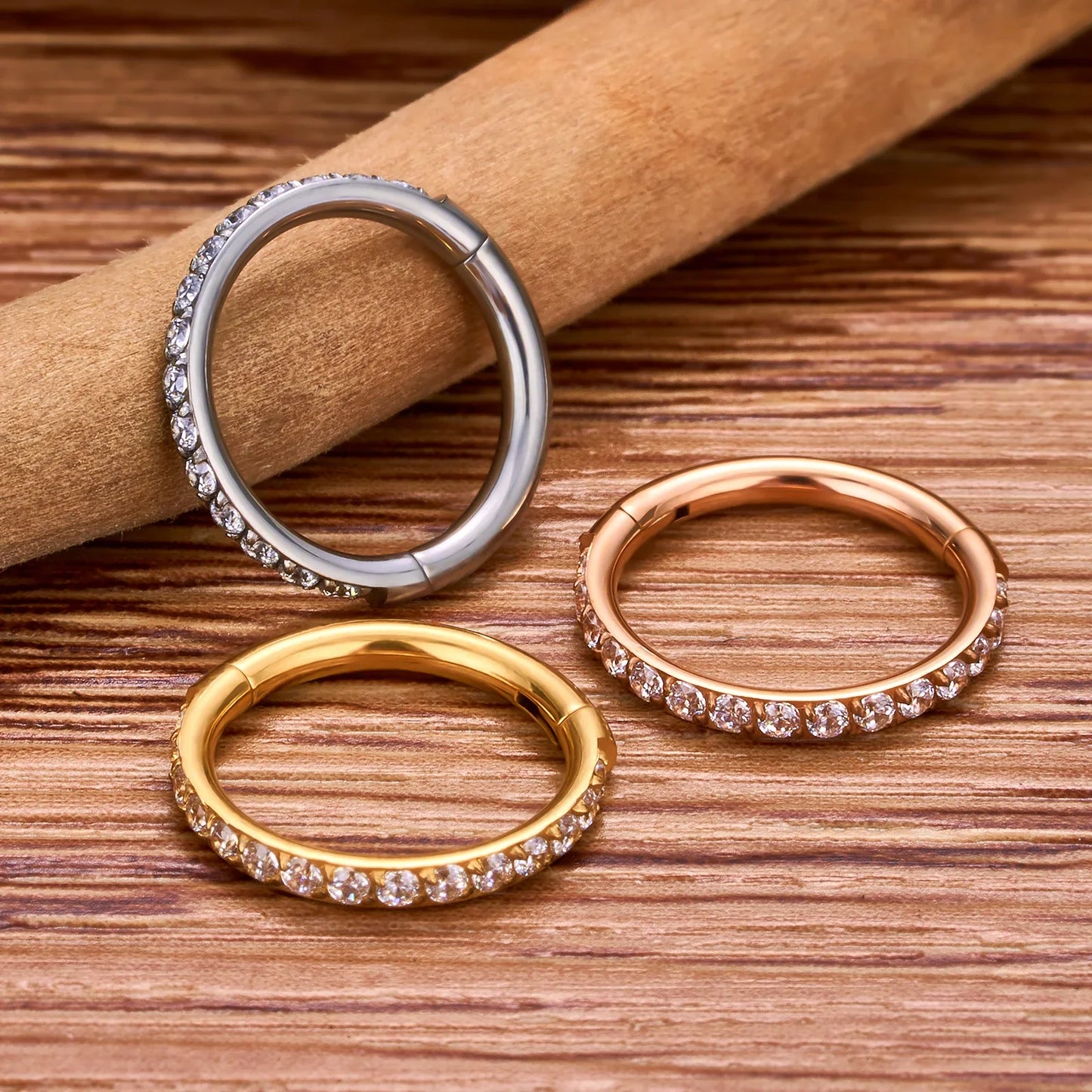 Hoop piercing with CZ for nose piercings helix piercings conch piercings made of titanium