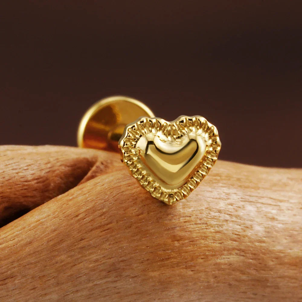 Heart medusa piercing in gold and silver cute titanium lip stud nose stud ear stud 16G