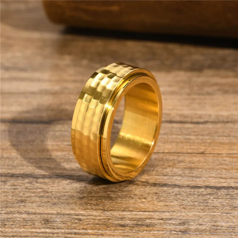 Black stainless steel spinner ring anxiety ring for men