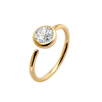 Real gold nose ring 14K solid gold with a diamond CZ stone nose piercing