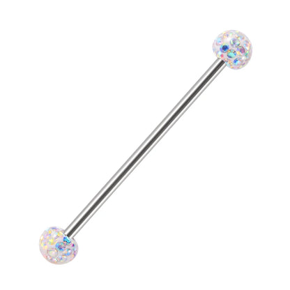 Beautiful industrial piercing with colorful crystal balls titanium industrial barbell tongue piercing jewelry