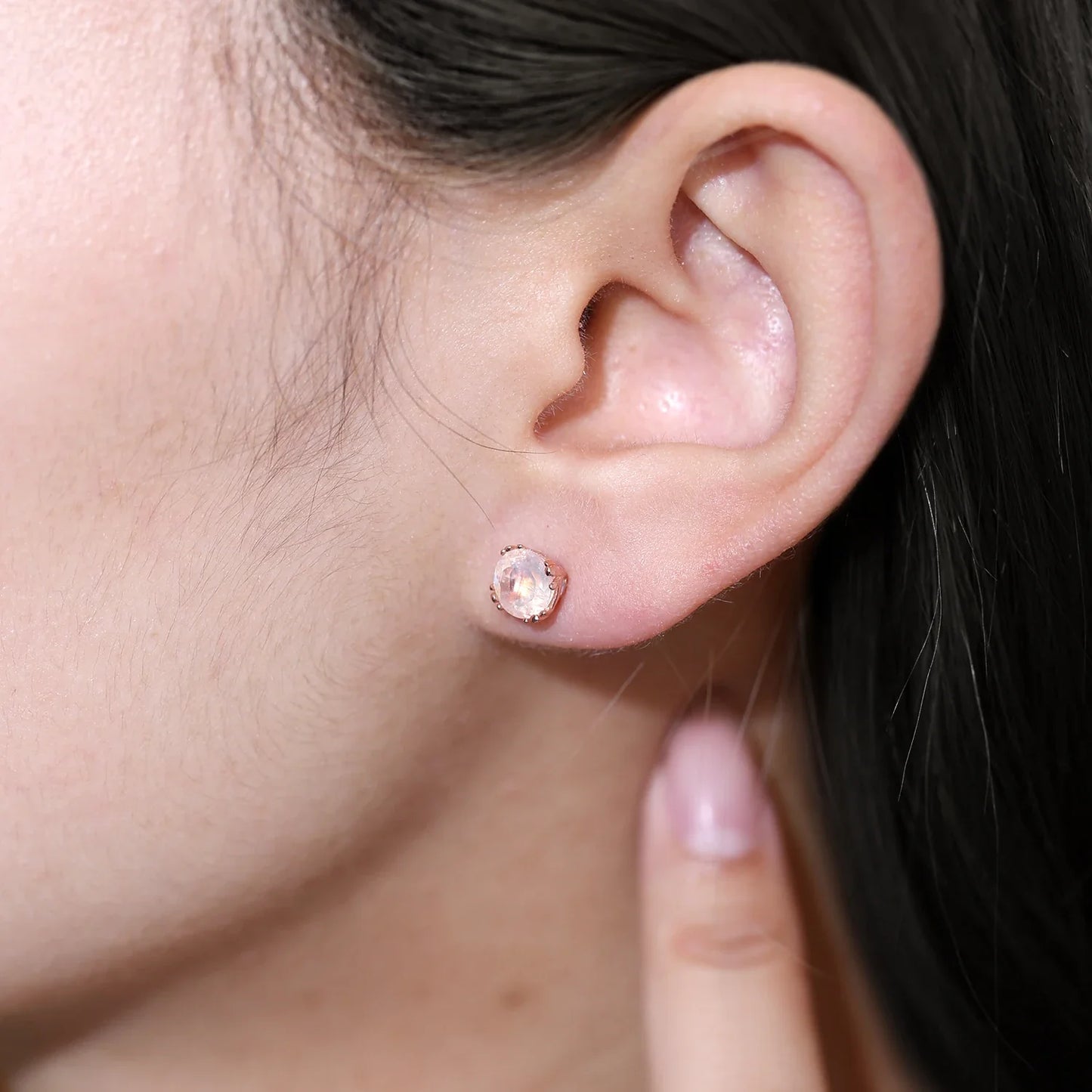 Real moonstone earrings tiny and cute rose gold stud earrings