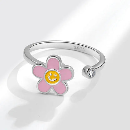 Spinning flower ring anxiety ring for daughter for kids cute fidget ring