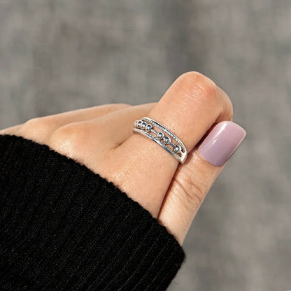 Anxiety relief ring with beads sterling silver