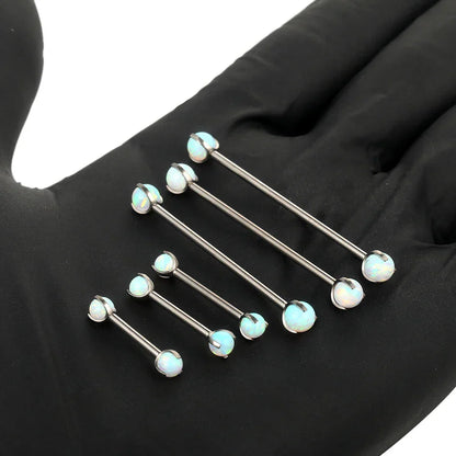 Opal industrial barbell earring titanium 12mm 14mm 16mm 34mm 36mm 38mm nipple piercing 14G