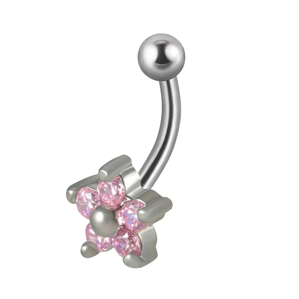Cute jestrum piercing with clear pink rainbow diamond titanium curved barbell
