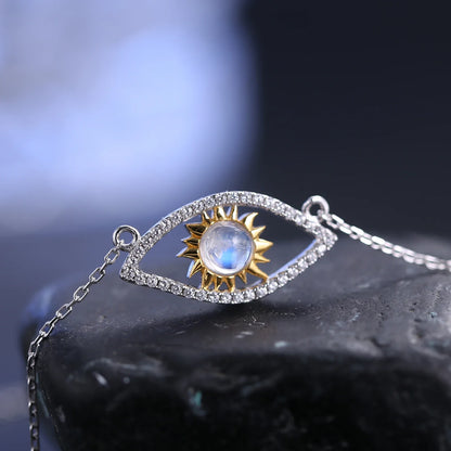 Evil eye moonstone necklace in silver protective necklace