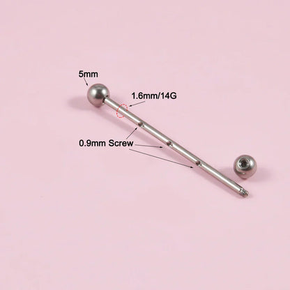 Diamond industrial bar with 3 clear pink blue CZ stones 14G 38mm titanium