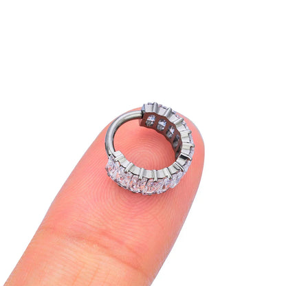 Helix piercing hoop with colorful diamonds cute and pretty titanium earring nose ring