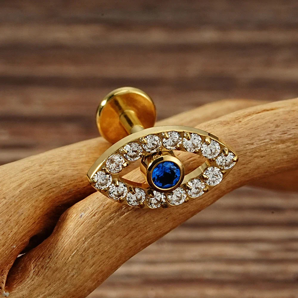 Evil eye earring evil eye nose stud titanium 16G nose ring tragus stud helix piercing gold silver