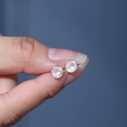 Real moonstone earrings tiny and cute rose gold stud earrings