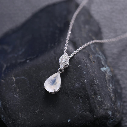 Moonstone necklace in a teardrop shape silver necklace