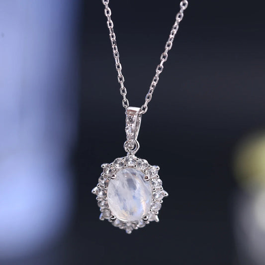 Vintage-style moonstone necklace sterling silver birthstone necklace