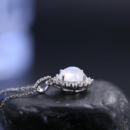 Vintage-style moonstone necklace sterling silver birthstone necklace