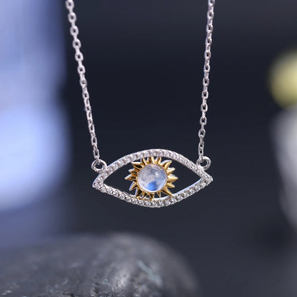 Evil eye moonstone necklace in silver protective necklace
