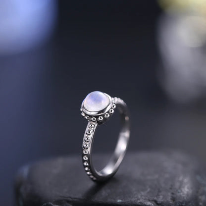 Raw moonstone ring dainty and tiny