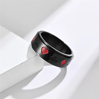Stainless steel spinner ring poker silver gold black anxiety ring for men for women