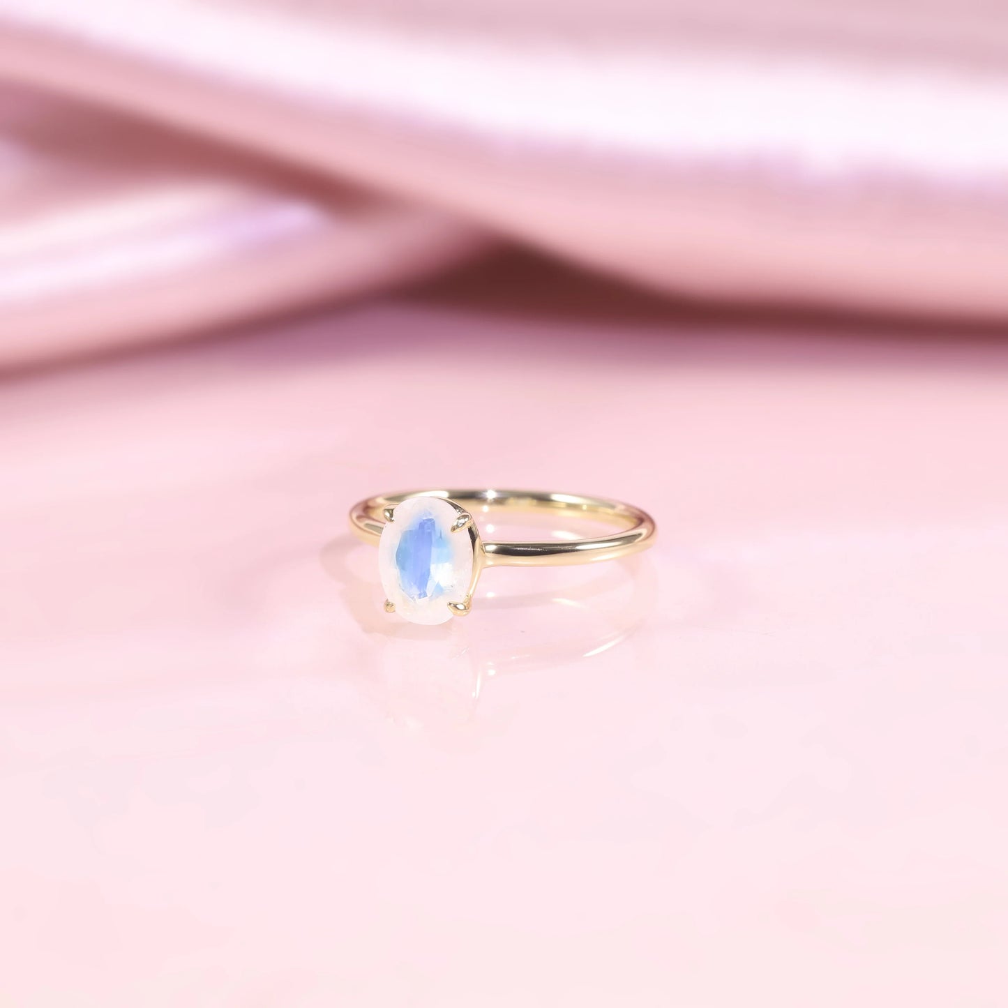 Moonstone birthstone ring simple and dainty oval moonstone ring affordable engagement ring