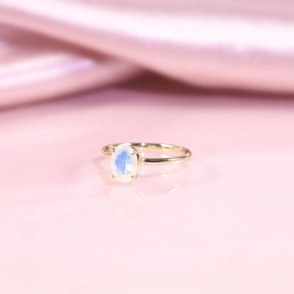 Moonstone birthstone ring simple and dainty oval moonstone ring affordable engagement ring
