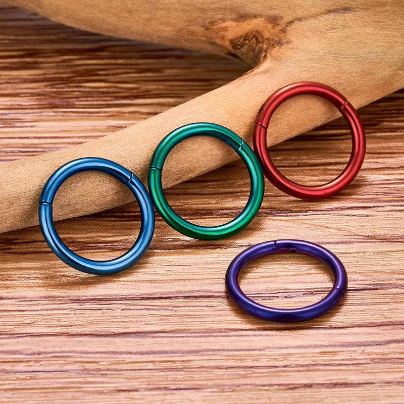 Hoop nose piercing red green purple blue ear piercing lip piercing titanium hinged segment clicker 16G 18G 20G