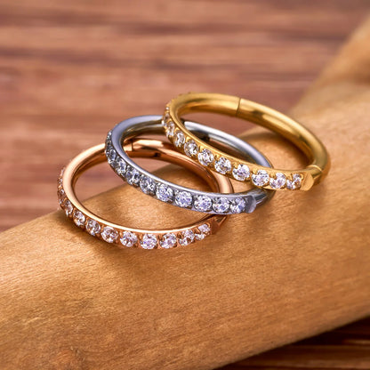 Hoop piercing with CZ for nose piercings helix piercings conch piercings made of titanium