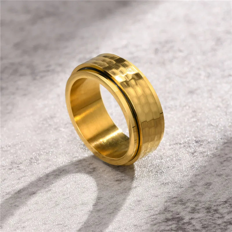 Black stainless steel spinner ring anxiety ring for men