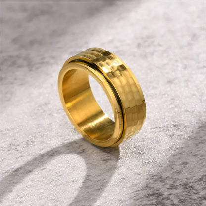 Black stainless steel spinner ring anxiety ring for men