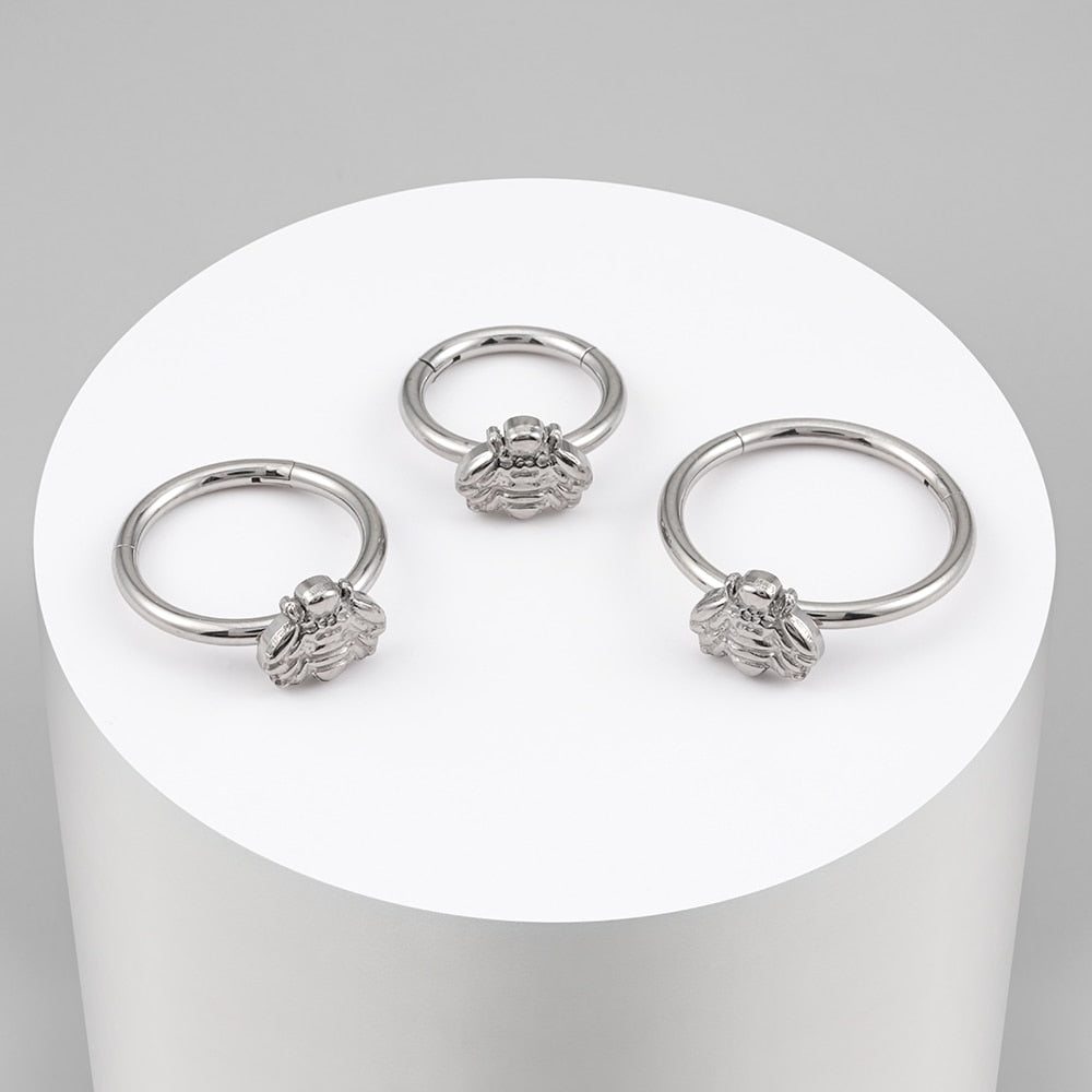 Cute helix piercing with a bee titanium earring hoops