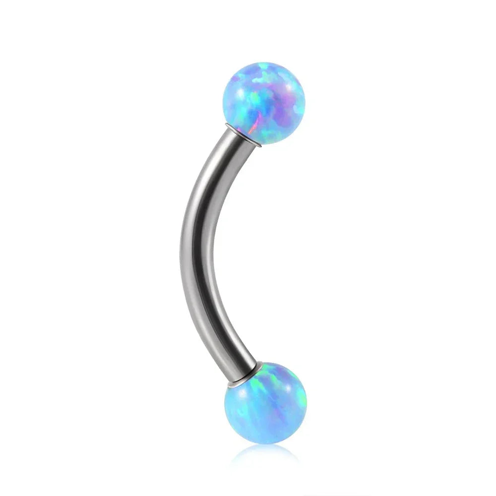 Opal eyebrow piercing titanium curved barbell banana barbell vertical labret rook piercing