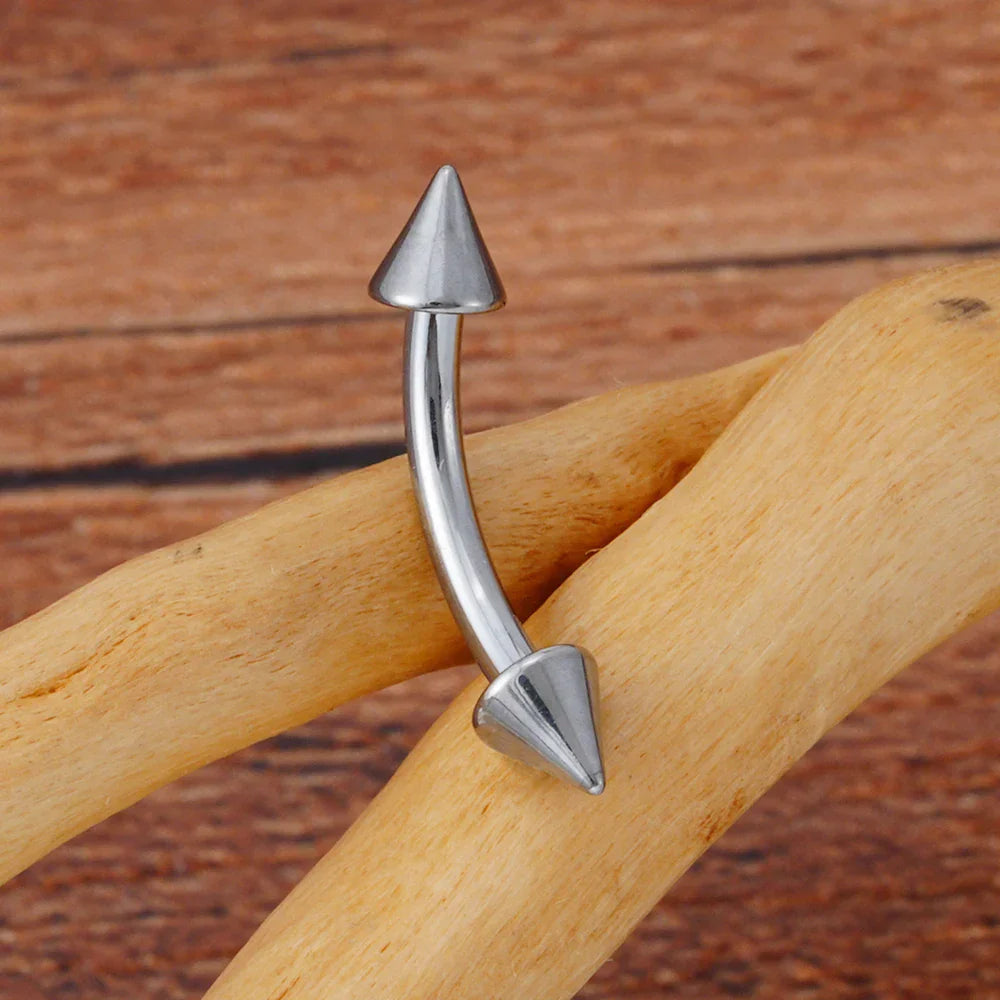 Spike curved barbell titanium 16G curved barbell piercing 6mm 8mm 10mm 12mm