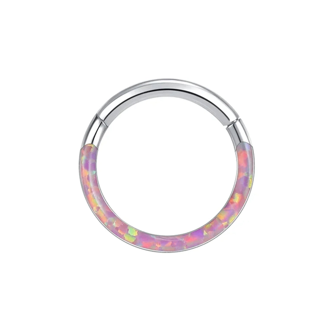 Opal daith ring titanium 16G clicker ring 6mm 8mm blue opal fire opal