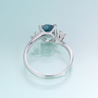 Real moss agate ring oval shape in silver