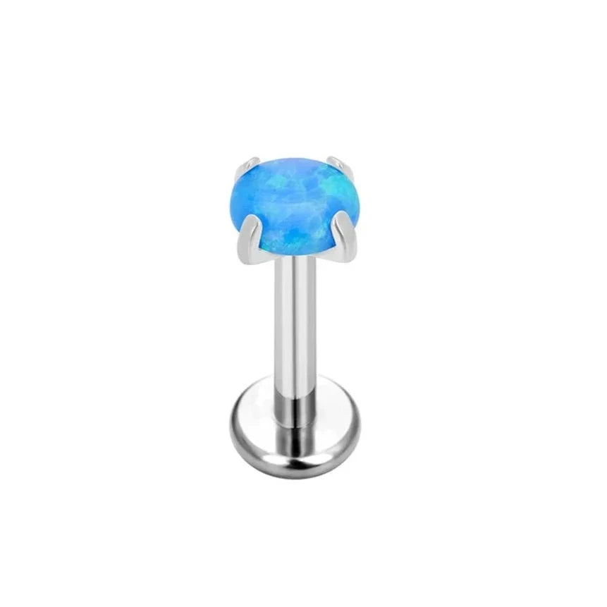 Opal medusa piercing with white blue purple opal cute and tiny titanium lip stud nose stud ear stud