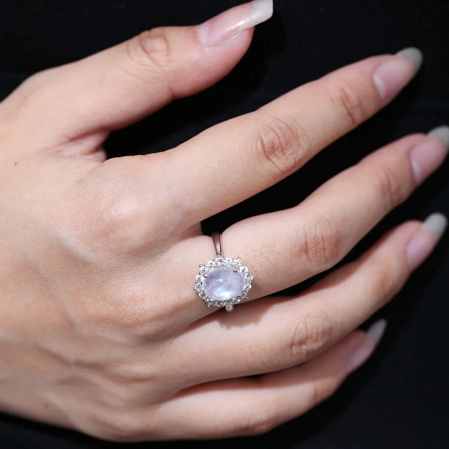 Moonstone engagement ring with a large moonstone oval engagement ring huge moonstone ring
