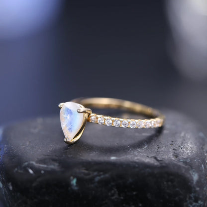 Teardrop moonstone ring sterling silver moonstone promise Ring