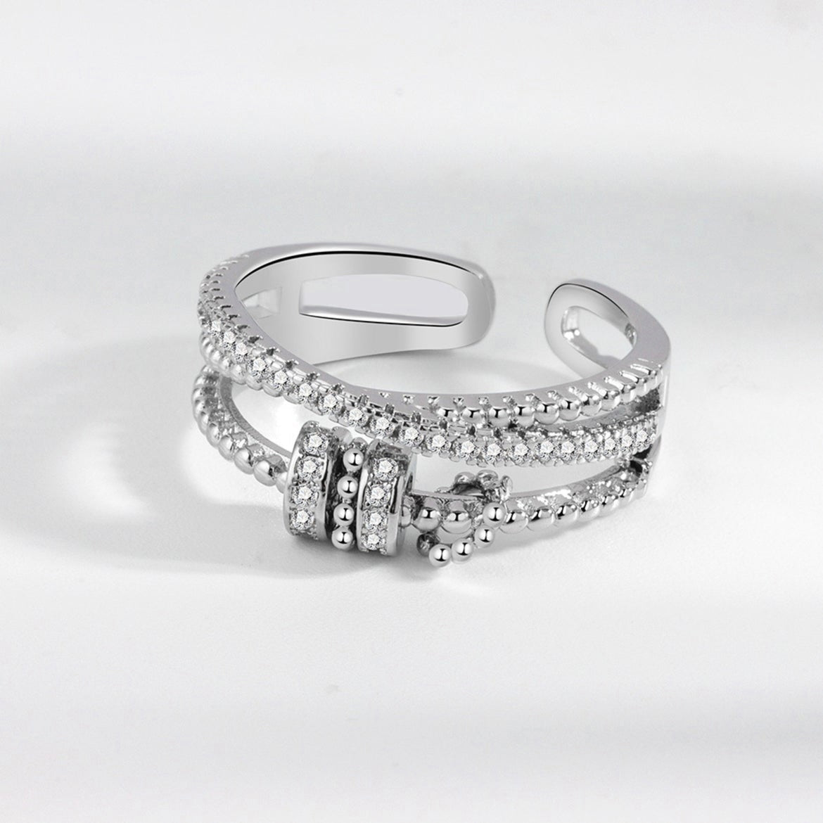 Anxiety ring with beads sterling silver