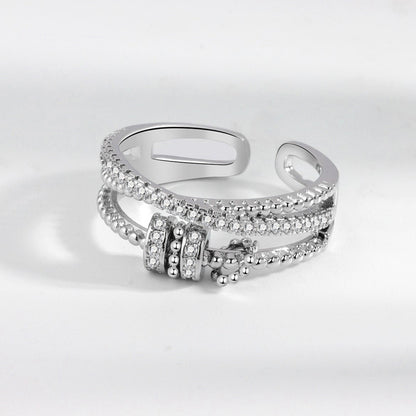 Anxiety ring with beads sterling silver