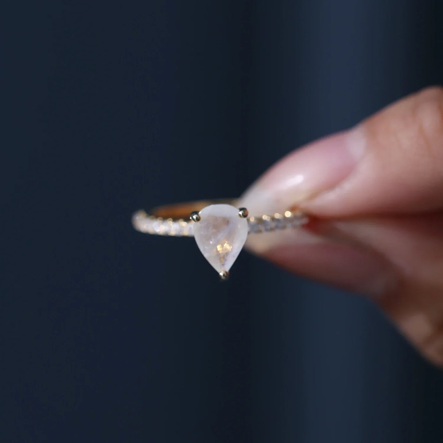 Teardrop moonstone ring sterling silver moonstone promise Ring