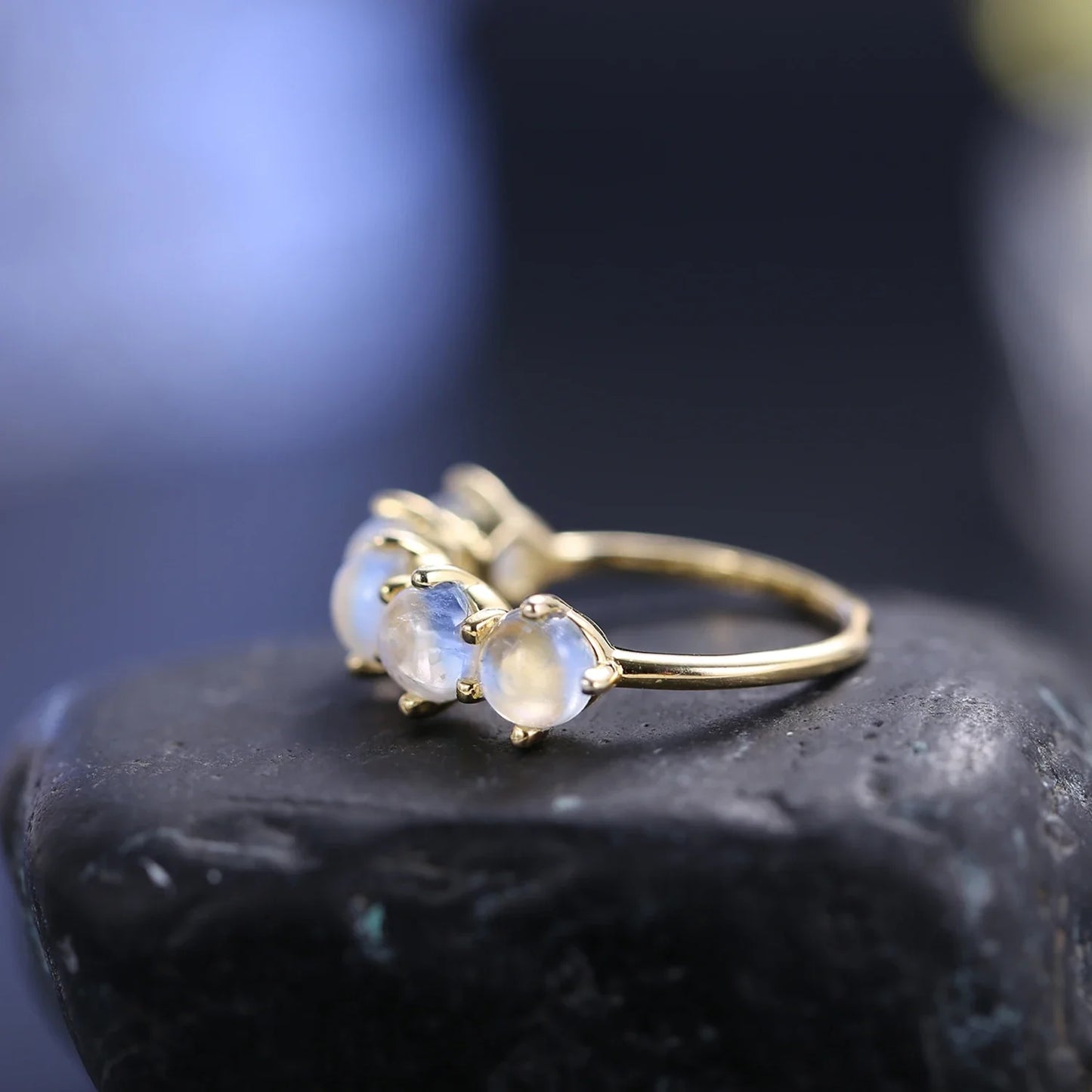 Moonstone band ring half eternity ring