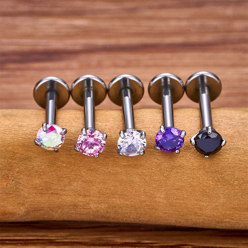 Ashley piercing stud titanium lip piercing stud labret stud with CZ stones cute ashley piercing jewelry
