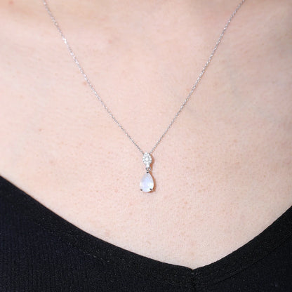 Moonstone necklace in a teardrop shape silver necklace