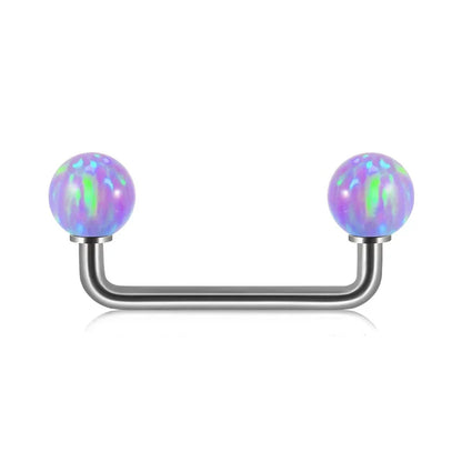 Surface barbell with opal white blue purple green opal titanium surface bar piercings 16G