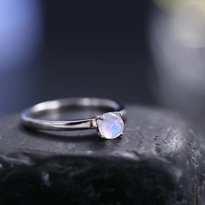 Natural moonstone ring simple minimalist and dainty sterling silver