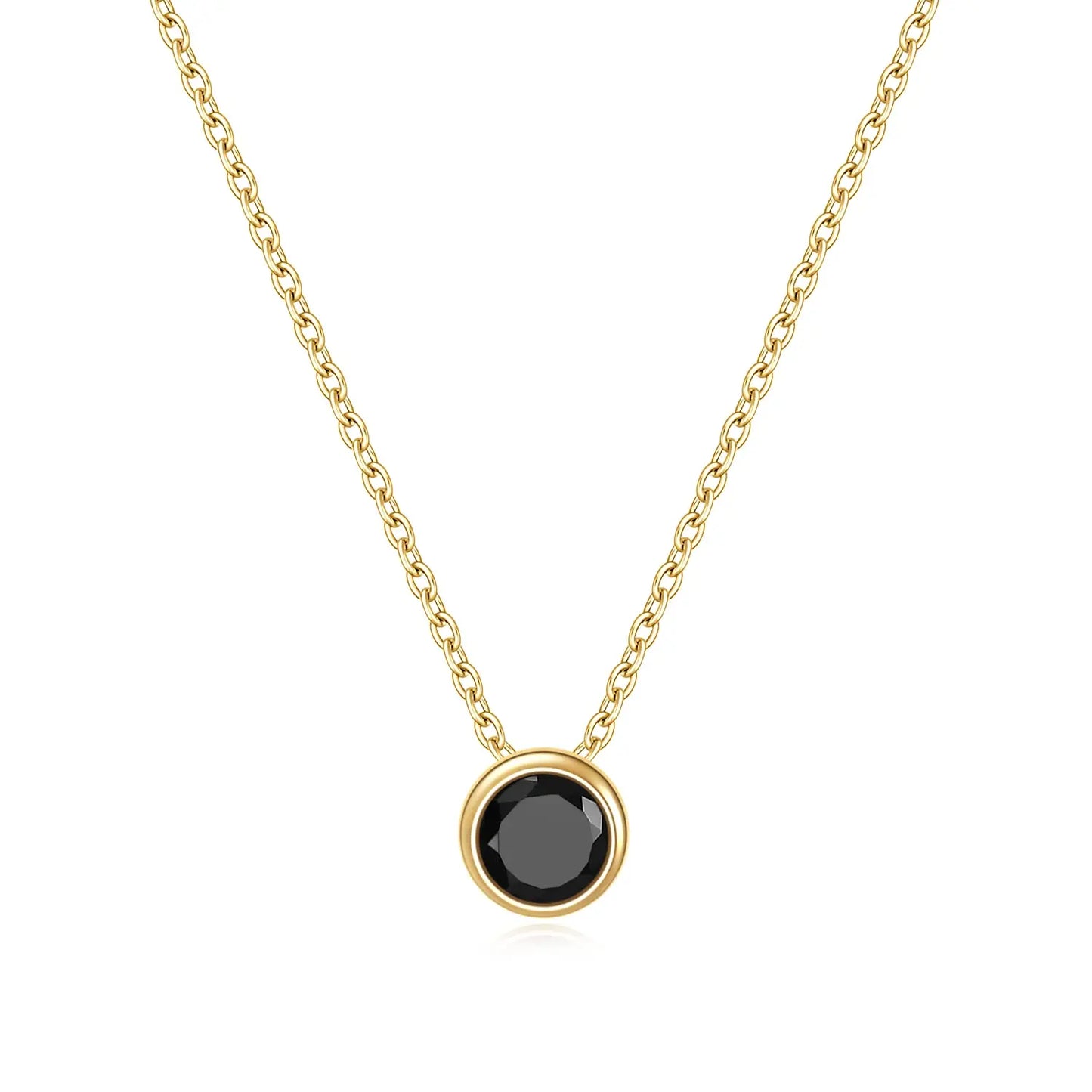 Black pendant necklace with a black diamond cz stone unique and dainty gold necklace