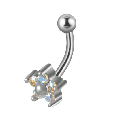 Cute jestrum piercing with clear pink rainbow diamond titanium curved barbell