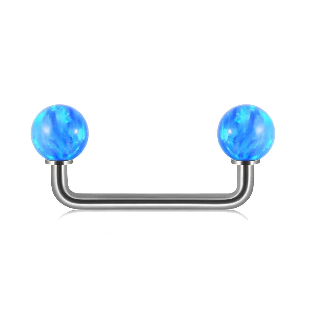 Surface barbell with opal white blue purple green opal titanium surface bar piercings 16G