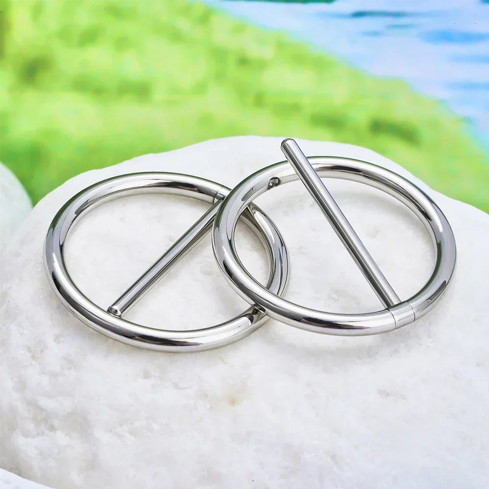 Round nipple rings minimalist and dainty titanium nipple ring bar silver and gold