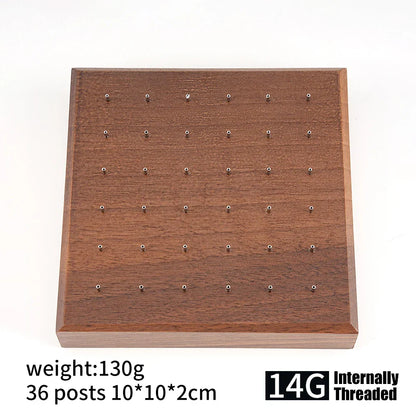Stud earring stand made of black walnut wood nose stud lip stud display